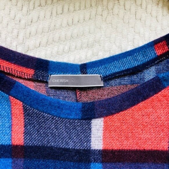 Plaid Oversized Short Sleeve Top By Cherish S - Picture 7 of 7